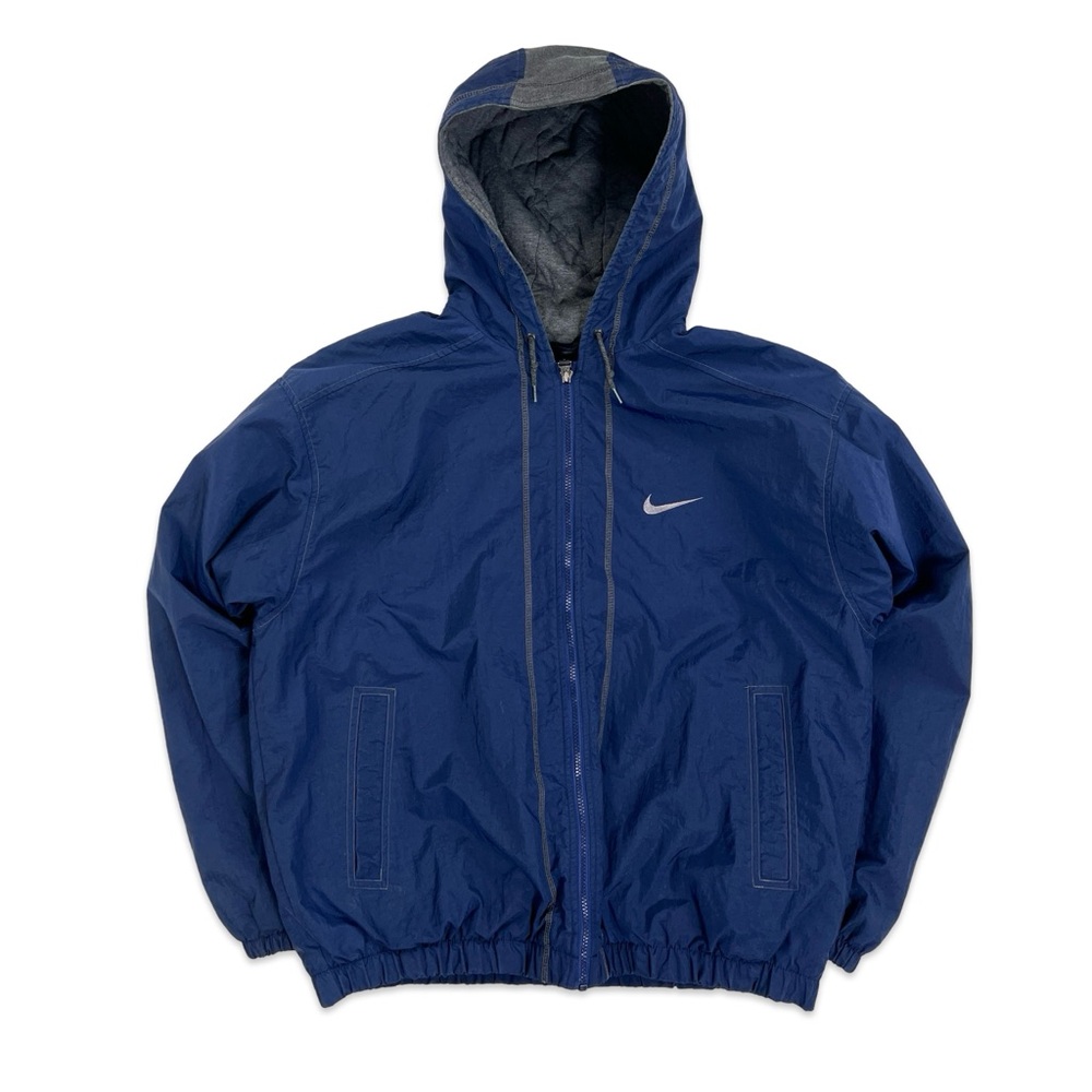 Vintage Y2K Reversible Nike Jacket with Large Back Hit - Blue/Grey Mens Large